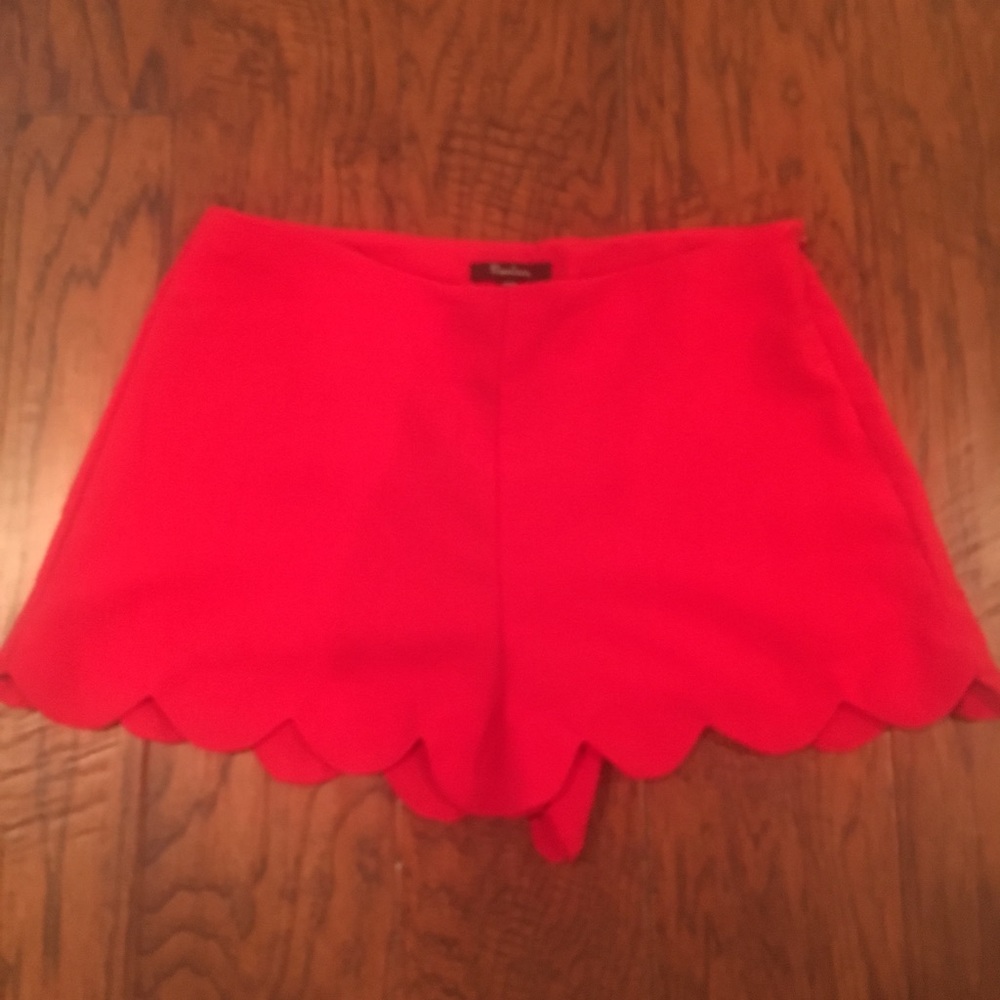 Red Scalloped Shorts